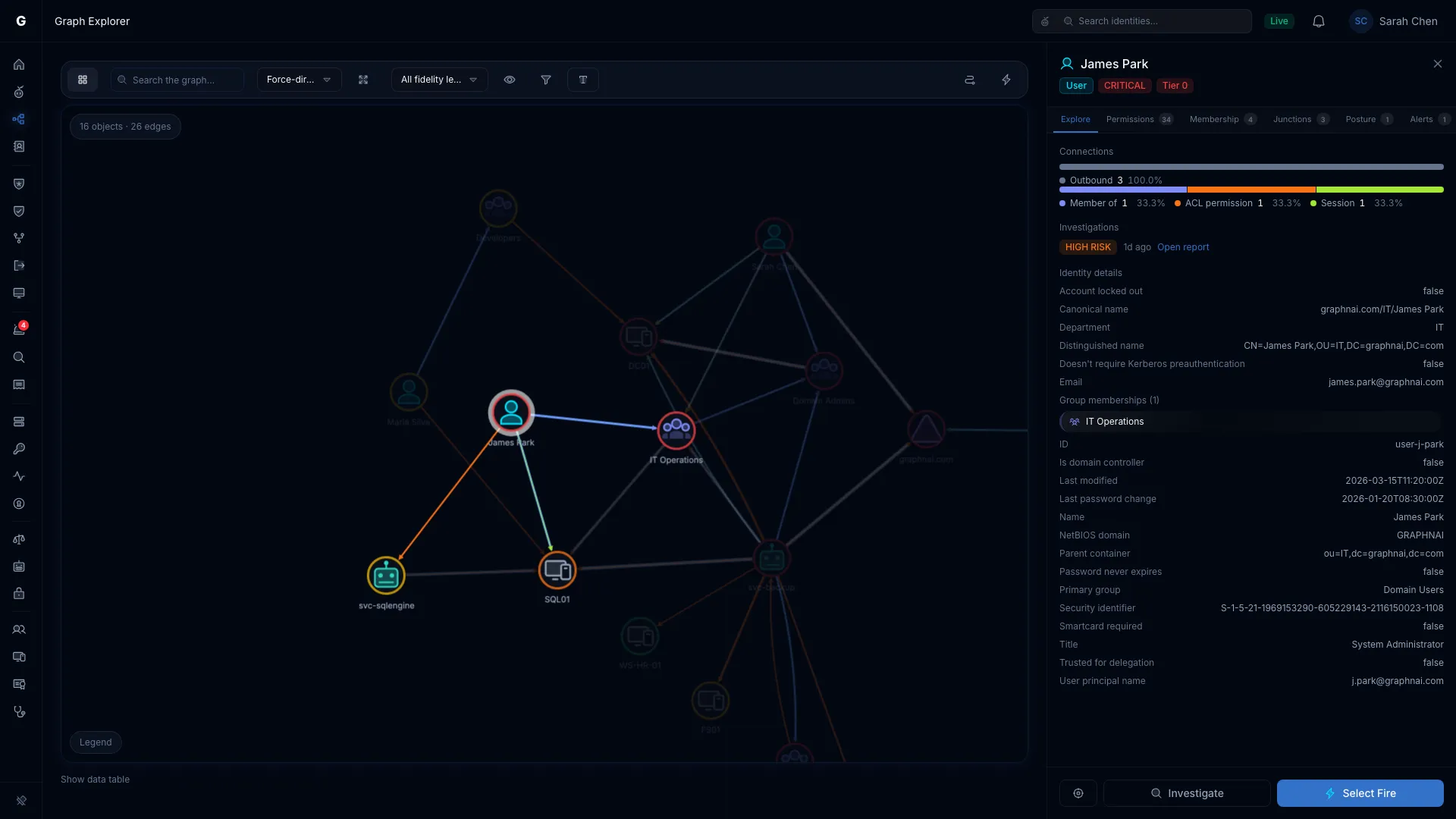 Graph Explorer with a node selected and its panel open